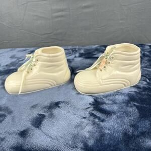 Vintage Clay Baby Booties Planter Paper Clip Holder / Desktop Container